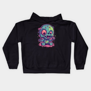 Gothic Kawaii Zombie Bunny: Playfully Macabre Graphic Design Kids Hoodie